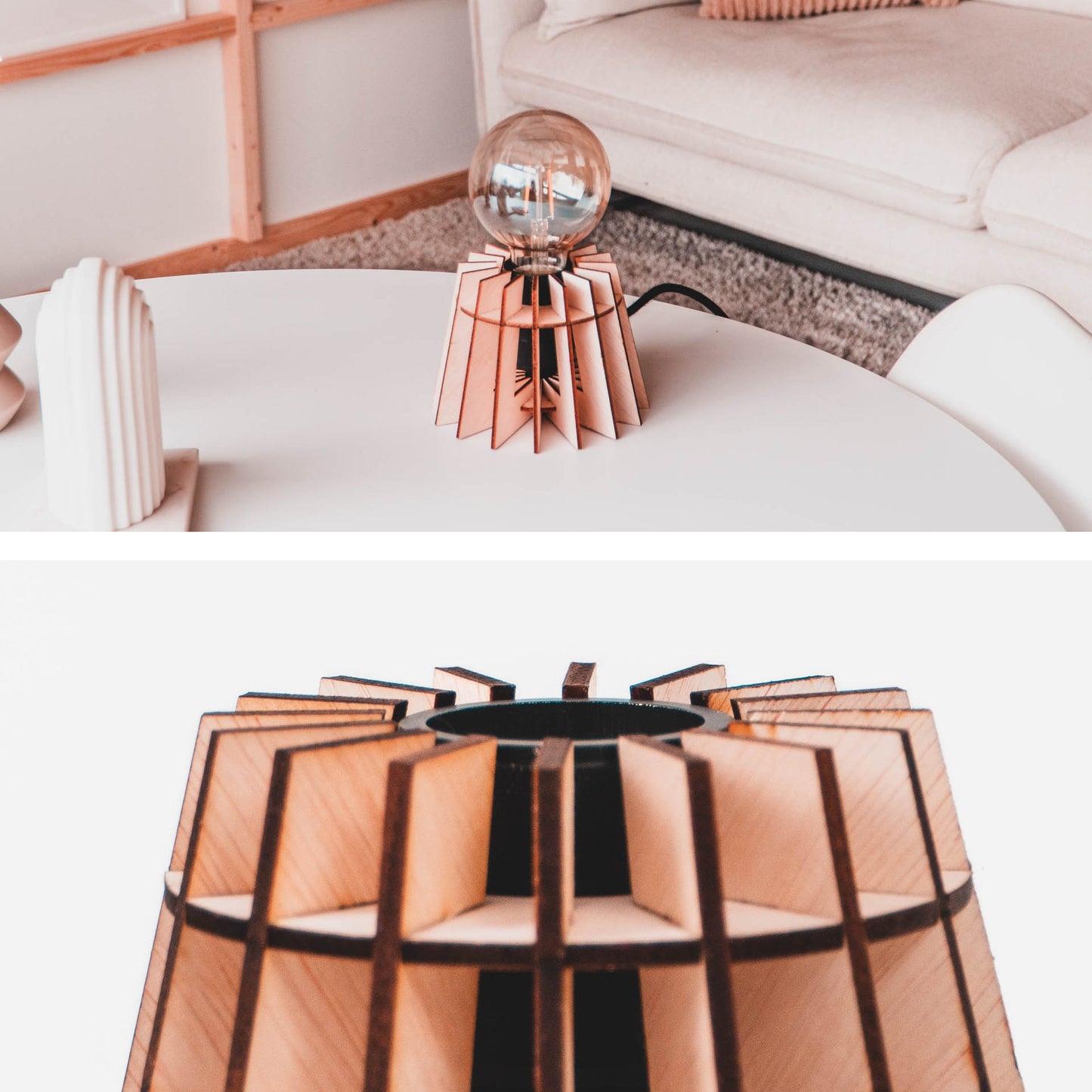 LIZ tafellamp van WOMP de houten lamp